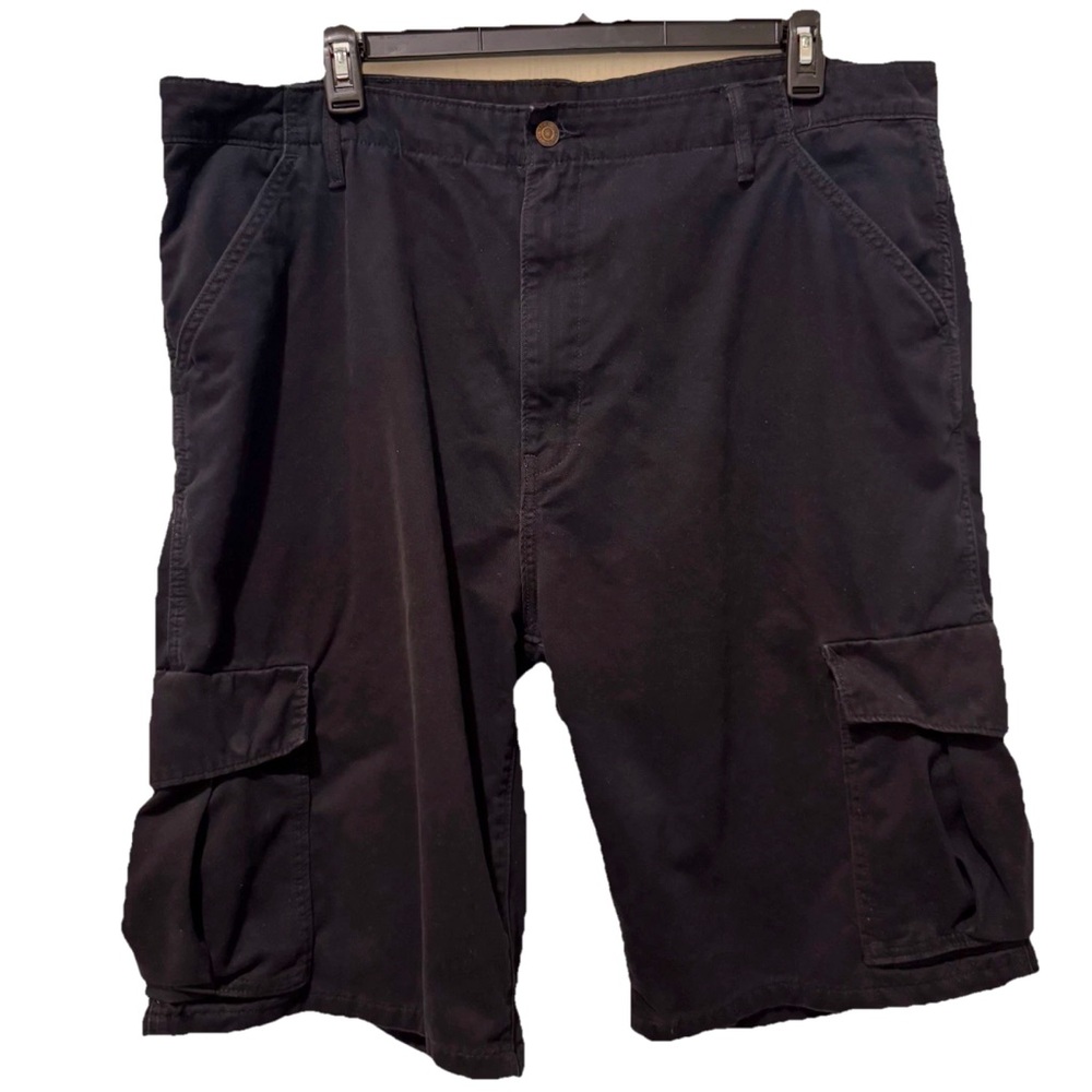 Levi's White Tab Baggy Cargo Shorts Mens 42 X 12.5  Black Cotton Denim Snap